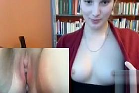 Penetrating herself in the library