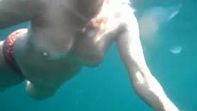 Beautiful breasts under water!