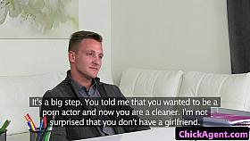 Euro casting agent in stockings gets fucked