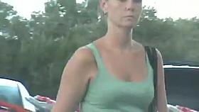 Candid Ass in Gray Cotton Pants