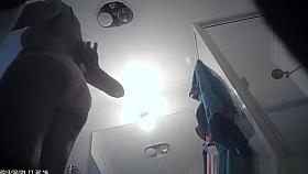 Hot blonde undresses and showers