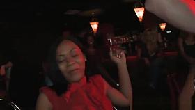 Beautiful amateur wife blowing strippers cock