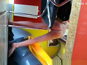 Hot blonde spied getting out of the tanning bed