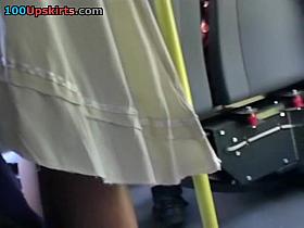 Quick up petticoat flash on the bus