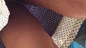 Milf upskirt picking flowers