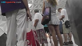 While train is coming, voyeur captures upskirt ass