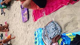 Big boob Asian on the beach