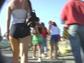 An aroused voyeur looking for candid street booty.