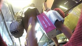 Upskirt of sexy girl in a ###wn flower dress.