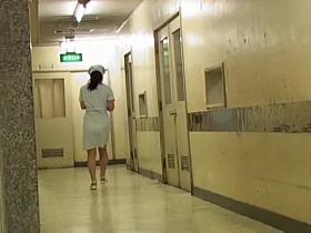 Panty sharking action with the young Asian nurse