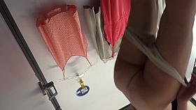 Trying on bikini bottom