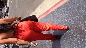 Sexy Mexican in see thru orange dress