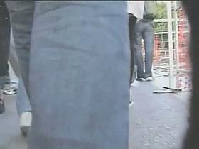 Tight black sotckings girl upskirt street candid video