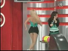 Blonde teen bowling in an upskirt video