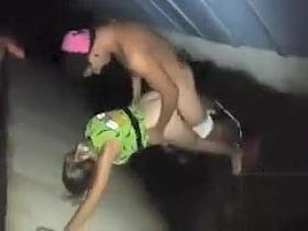 Fast doggystyle copulating in the dark alley