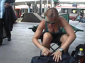 Gorgeous Street Downblouse Hanging Tits