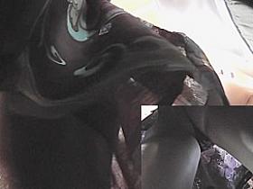 Upskirt closeup in public transport