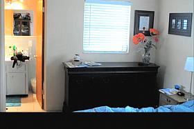 Small tits woman spied in bedroom after shower