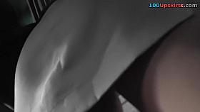 High heeled angel in hose upskirt