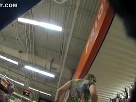 Sweet thong under a colorful skirt